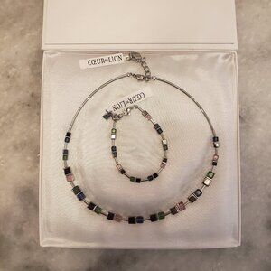 New Coeur de Lion Iconic Lite GeoCube Bracelet & Necklace Set